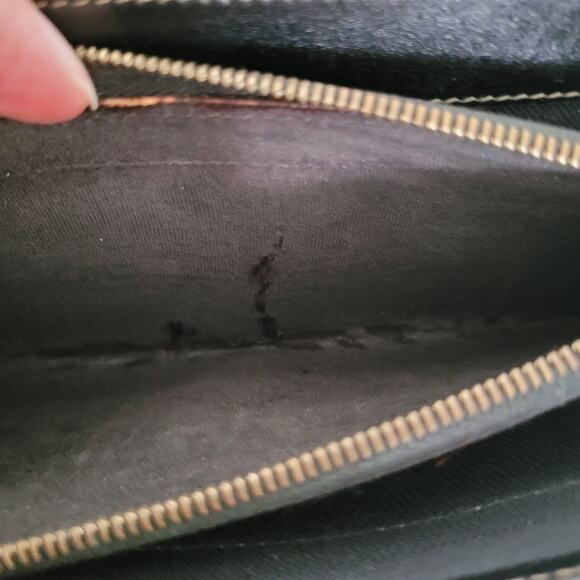 Fendi Vintage Pequin Wallet Canvas Leather Wallet Black Clutch Envelope Large - Picture 6 of 12